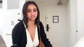 Busty coworker says NO to CONDOM during business trip hookup - Hailey Rose