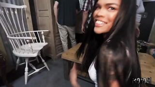 The cute girl will do anything to get every last drop