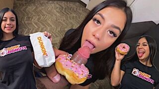 The man did not give the girl a chance to finish dessert - fuck her