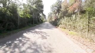 A sexy Amazon has sex with a guy right on nature