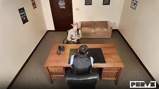 Got a briefing from a sexy blondie in an enticing setup