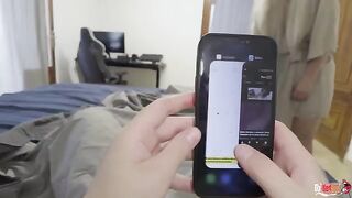 The man was distracted and the stepmom took advantage of the situation to get fucked