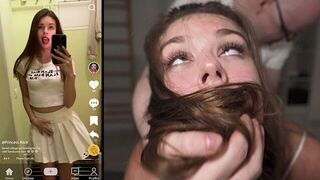 Girl gets fucked suddenly on air by two guys