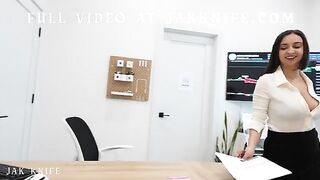 A pleasant surprise was prepared for the employee in the form of a busty co-worker