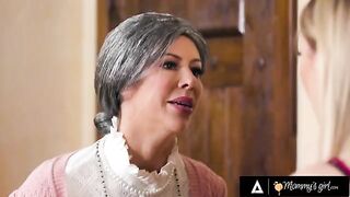 The old maid Alexis Fawx fucks her stepdaughter, using her fake old maid role to seduce her
