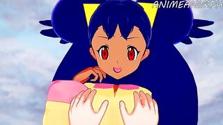 Iris gets humped by a Pokémon in this explicit anime scene