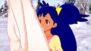 Iris gets humped by a Pokémon in this explicit anime scene