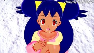 Iris gets humped by a Pokémon in this explicit anime scene