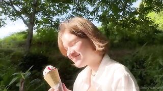 Don't lick the ice cream, girl, and don't be a nympho. Eat my dick!
