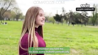 A girl with big boobs gets fucked in the prone position hard