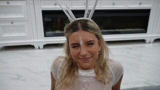 A cute girl got a scary make-up for Halloween and got fucked hard