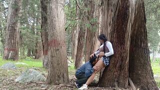 A forest is the perfect place for an old pervert to enjoy some young company