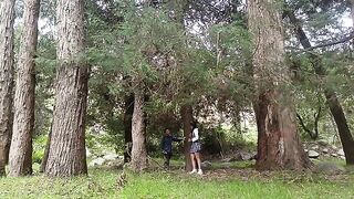 A forest is the perfect place for an old pervert to enjoy some young company