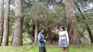 A forest is the perfect place for an old pervert to enjoy some young company