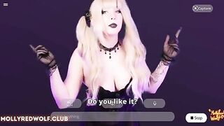 A cute blonde in the costume of a frightened woman, driven by desire