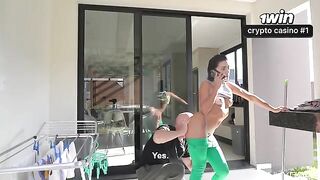 The housemaid always gets a chance to lick her boss’s cock