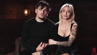 A blonde tied up and brought to a powerful orgasm, showcasing dominating male energy