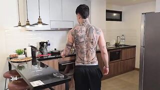 The coffee got cold while the busty mature finishing up with her stepson
