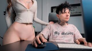 A girl rubs her pussy on the dining table and comes