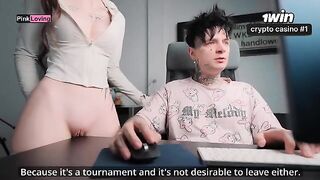 A girl rubs her pussy on the dining table and comes