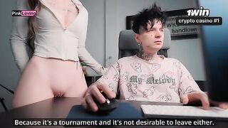 A girl rubs her pussy on the dining table and comes
