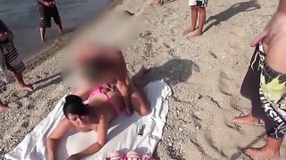 Beach cumshot from an unexpected outdoor anal orgy