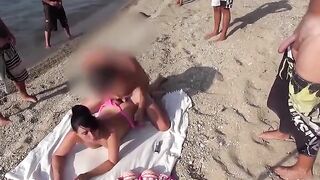 Beach cumshot from an unexpected outdoor anal orgy