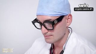 A gynecological exam turns into a passionate and rough threesome