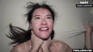 The girl took a huge dick and was soaked to the skin