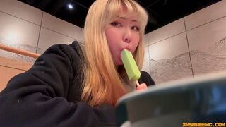 You're licking the cream from the waffle, but it could be my dick