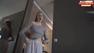 A stunning blonde babe gets her tight pussy railed by a huge dick