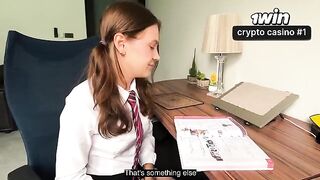 A schoolgirl is making her stepsister cum by blowing her in a steamy scene