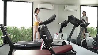 A girl is doing gymnastics, and then she is getting intimate