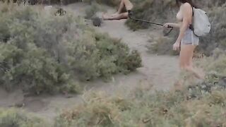 Babe measures huge cocks on the nudist beach in exclusive HD