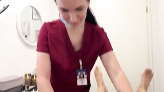 A hot nurse smoothes her client's pubic area before sucking him off