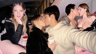 A couple on a car ride gets passionate, forgetting about everything around them