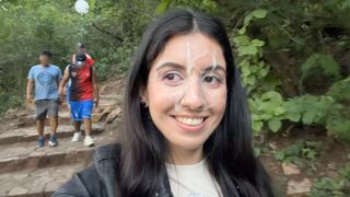 I overcame my shame and got cum on my face in public