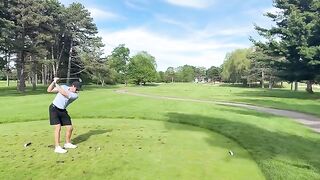 A girl played golf, then she got hungry and had sex with someone in the hot tub