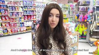 Katty West removes the condom and receives a creampie, fulfilling her wish