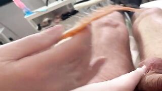 A hot Russian girl waxes her client’s dick in a steamy vlog