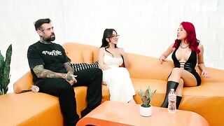 A girl was fucked in her narrow pussy by two guys