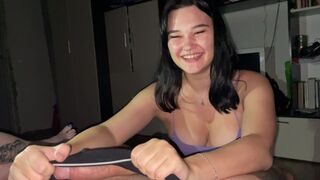 The girl sucked a dick just for the sake of the bet at the party
