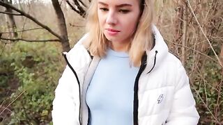 Outdoor blowjob and cum swallowing in the park - Ava Monn