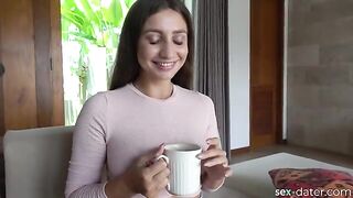 Invited for tea, hot brunette from SEX-DATER!