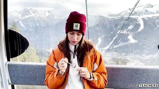 A blowjob with a stranger on the mountain and cum in my mouth