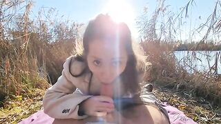 Petite girl Mini Julia fucked outdoors by a stranger