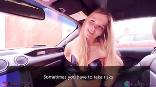 A beautiful girl fell in love and fucked in a car on the street