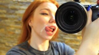 Redhead Russian babe gets her pussy filled with cum