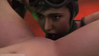 Powergirl bonds with Catwoman in a kinky lesbian tickling session