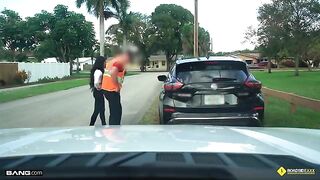 A sexy chick got her car repaired by the roadside